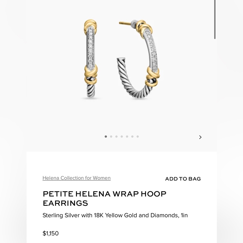 David Yurman 1 in. Petite Helena Hoop - Picture 3 of 5